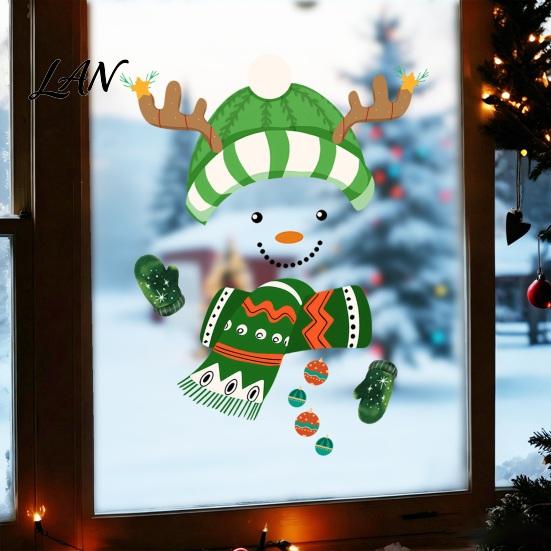 Seasonal Glass Door Stickers Christmas Snowman Static Window Stickers, Removable PVC Decals, Waterproof Clings Winter for Home And Store Holiday Party