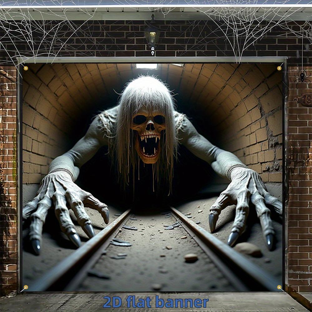 2D flat banner 1 piece Halloween Happy Garage Door Banner