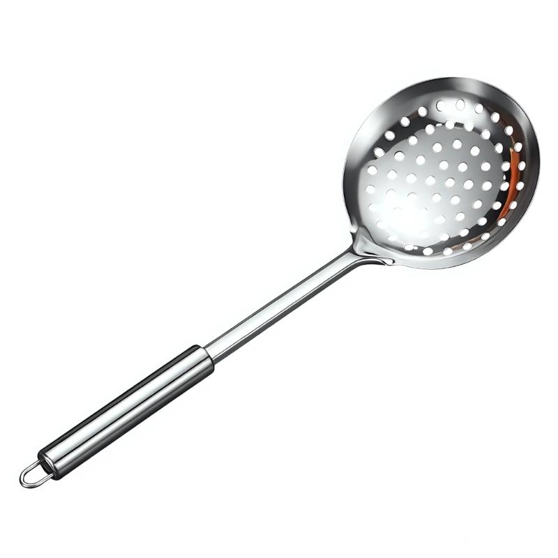 Practical Kitchen Slotted Spoon For Frying And Grilling Stainless Steel Strainer Ladle With Ergonomic Handle