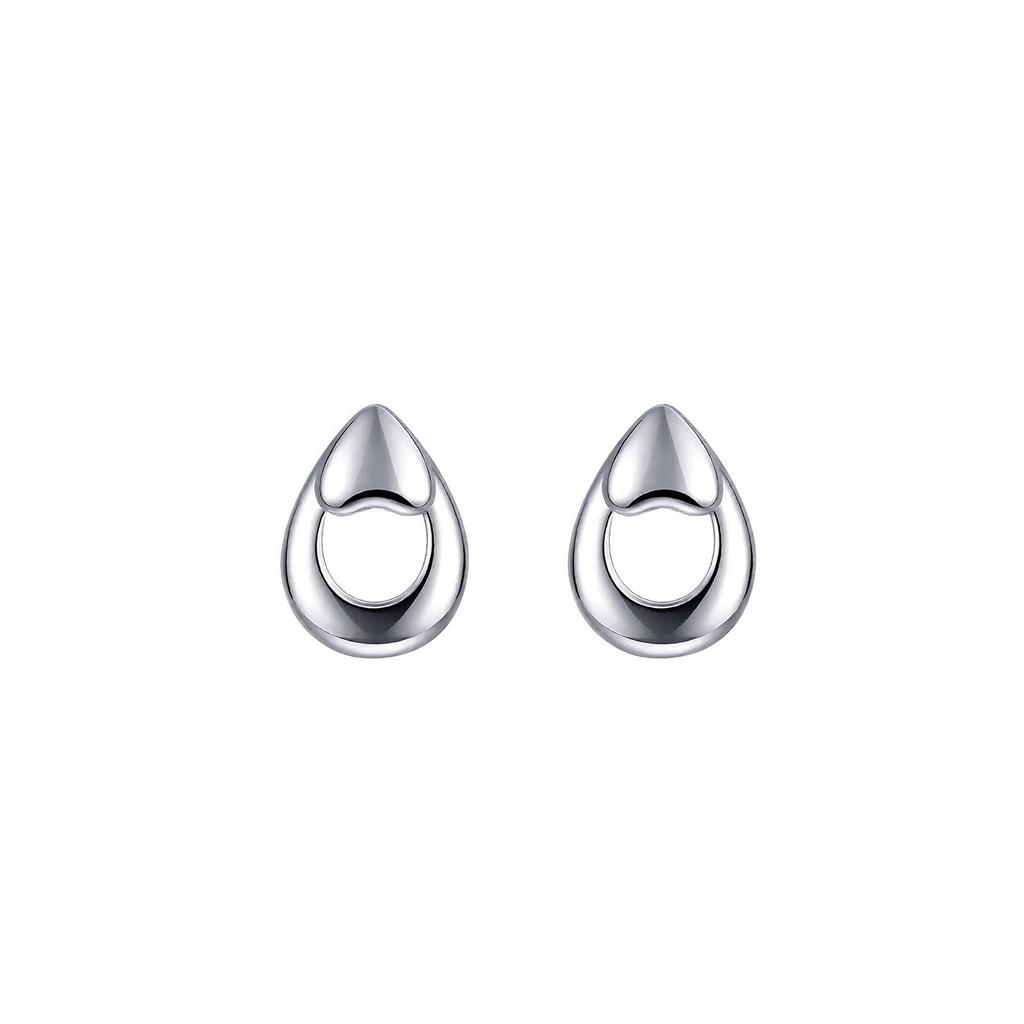 S999 Sterling Silver Water Drop Stud Earrings, Elegant Pure Silver Design for Women, Fresh Style Ear Accessories.