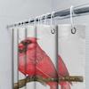 Artistic Red Bird Shower Curtain Bathroom Decor Hand-Drawn Floral Design Waterproof Shower Curtain Set For Home Bathing Room Dec