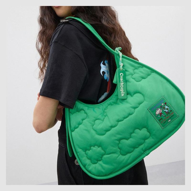 Coachtopia Ergo Polyester Shoulder Tote Bag Green CV875-X9N
