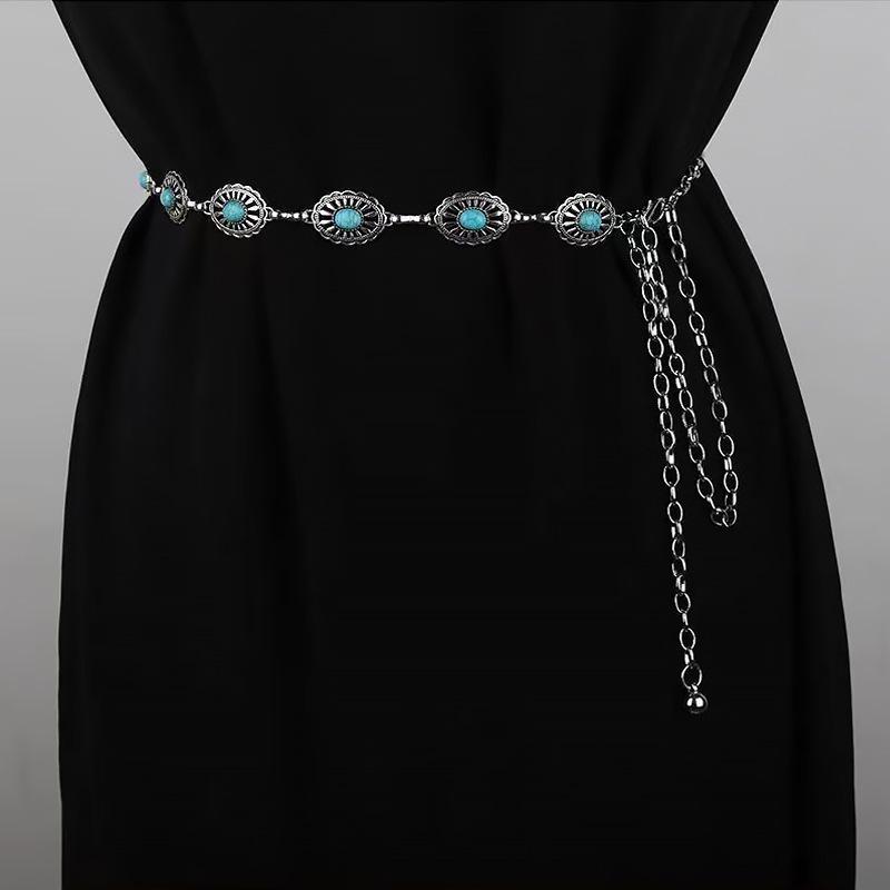 Bohemian Turquoise Retro Metal Waist Chain for Women’s Dresses