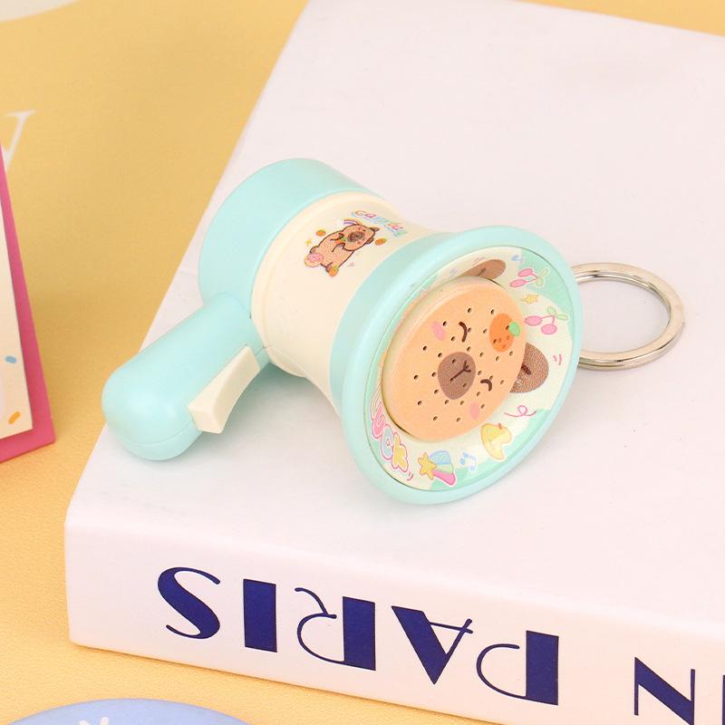 Cartoon Mini Recording Speaker Toy Keychain Charm Children Kids Handheld Loudspeaker Backpack Bag Pendant Car Key Chain Keyring