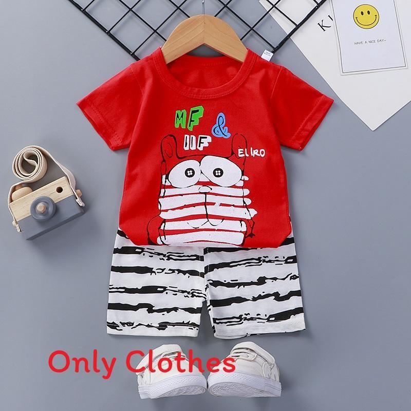 Baby Cartoon T Shirt Shorts Set With Cotton Fabric For Kids Ages 3 To 8