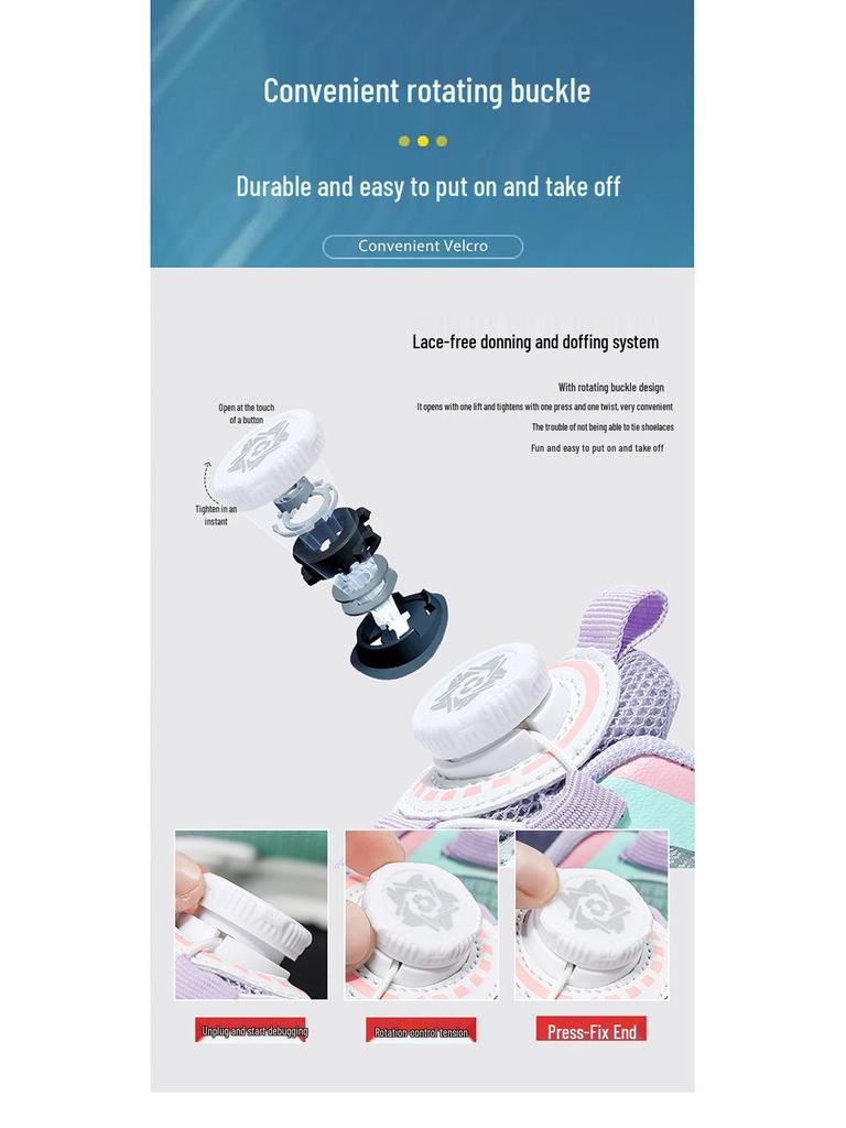 Zapatillas de Running Ligeras con Hebilla Giratoria para Niños - Antideslizantes, Cómodas, Transpirables, Zapatillas Deportivas de Exterior para Niños y Niñas