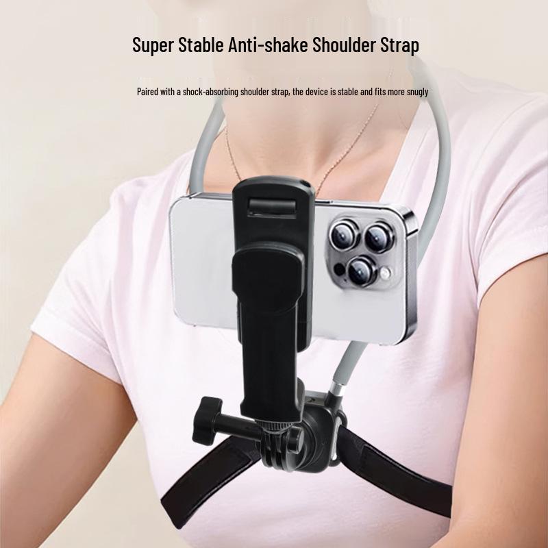 First-Person Shooting Phone Holder for Live Streaming and Outdoor Sports with Anti-Shake Neck Bracket