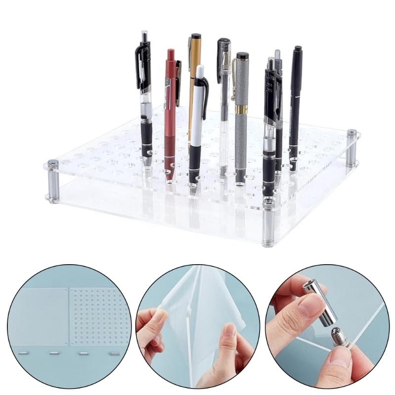 Durable Clear Art Brush Holder 120 Compartment Desktop Organizers For Painting Tools Storage