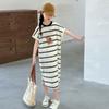 Girls Loose Fit Casual Striped Dress with Cute Print for Summer