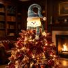 Christmas Tree Finial Lighted Topper Glowing Snowman Star Hat with LED Light Top Decoration Winter Holiday Decor for Home And Indoor Soft Warm Light