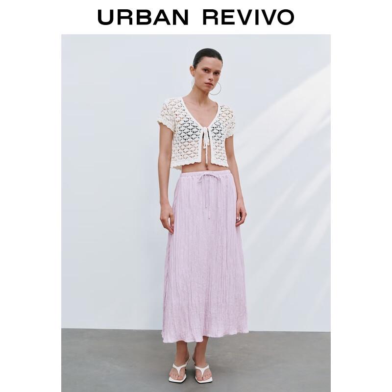 UR Women's Lace-Up Textured Short Sleeve Knit Cardigan