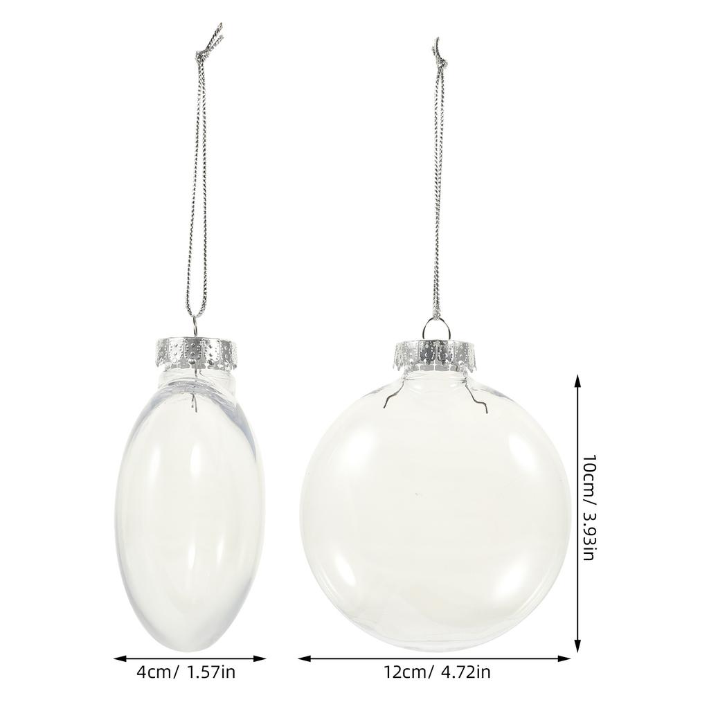6pcs Christmas Flat Ball Decor Fillable Transparent Pet Plastic Diy Hanging Ornament For Party Wedding Candy Decoration