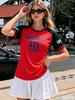 Moda Stile Svedese N.10 Maglietta Donna Magliette Sportive Maglie da Calcio da Strada Unisex Top Grafico a Maniche Corte Magliette Abbigliamento Chic