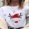 Deer Cartoon Face Trend 90s Fashion New Year Christmas Tee Women Top T Shirt Clothing Clothes Holiday Printed Graphic T-shirts