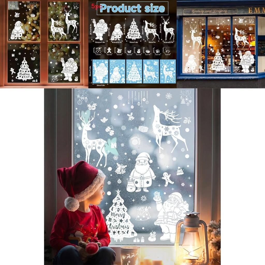 Christmas Window Decals With Snowflakes And Reindeer Pvc Sticker Set For Holiday Decor
