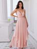 Ever-Pretty Women's Pearl-Embellished Waist See-Through V-Neck Sleeveless Chiffon Bridesmaid Dress with Floaty Ruffles Hem