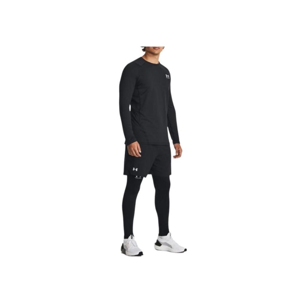 Under Armour Coldgear® Fitted Crew Solid Color Quick-Dry Breathable Slim Fit Long Sleeve T-Shirt Men Tops Black 1366068-002