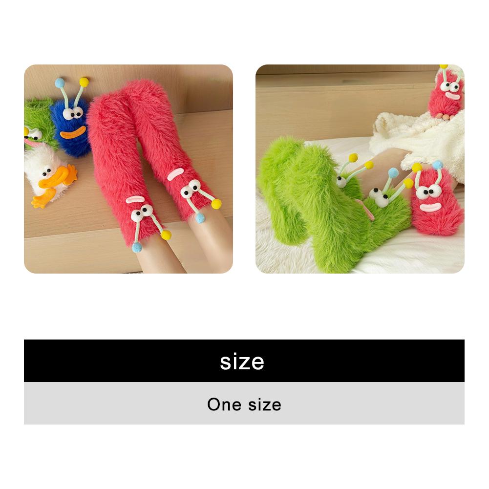 1Pair Ugly And Cute Funny Fleece Floor Socks Thickened Big Warm Autumn And And Home Eye Winter K8P4