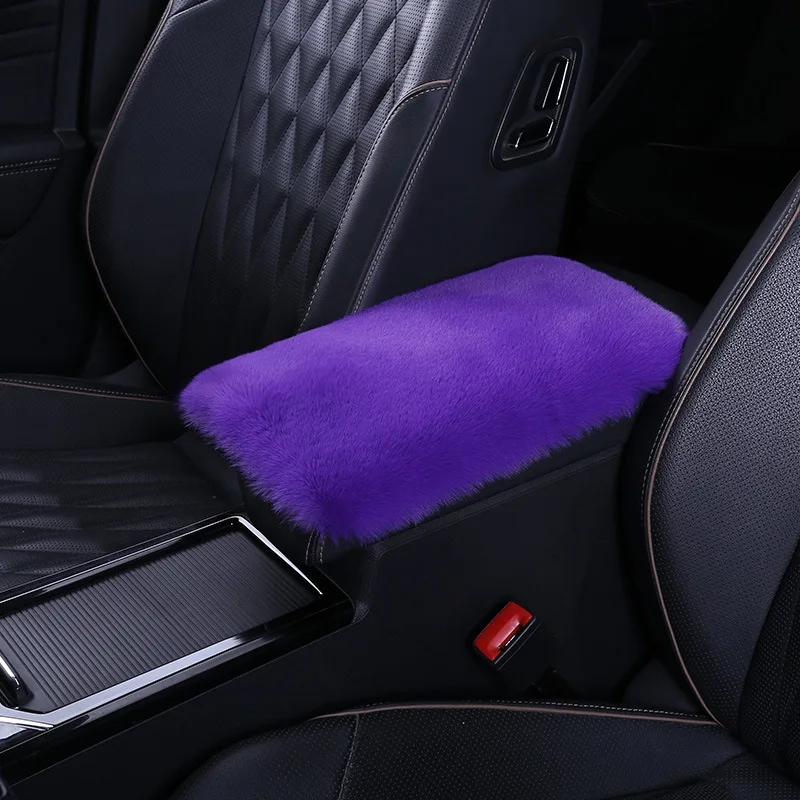 Imitation Rabbit Plush Car Armrest Box Mat Interior Center Armrest Box Cover Handhold Cover Mat Protection Mat Accessories Tools