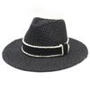 New product Xiaoxiangfeng hollow top hat beads ribbon British style handsome straw hat beach vacation sun hat