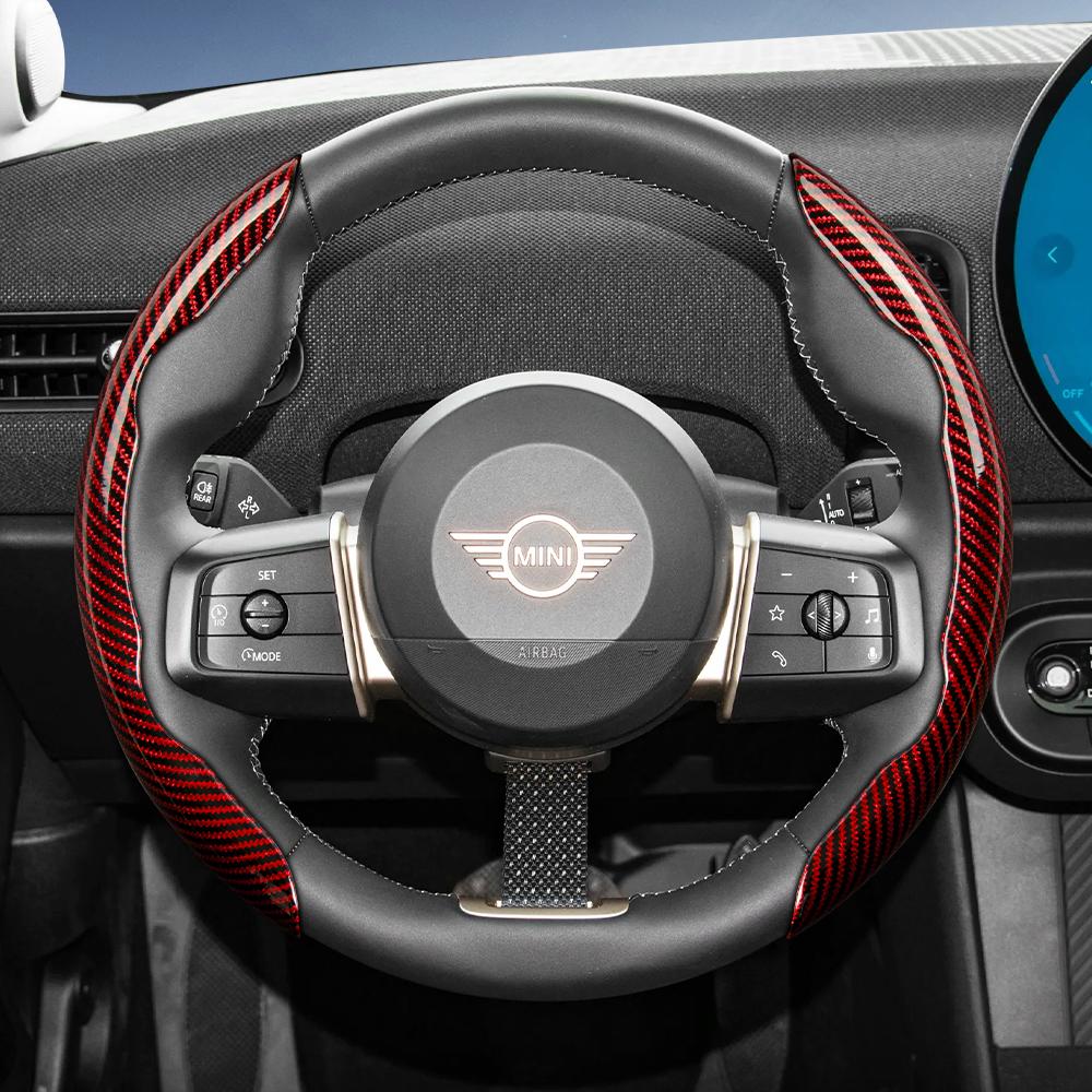 Geeignet für Mini Carbonfaser-Textur Lenkradabdeckung mit segmentiertem Schnellverschluss-Design, Langlebig, für Modelle wie Cooper 3-Türer Countryman