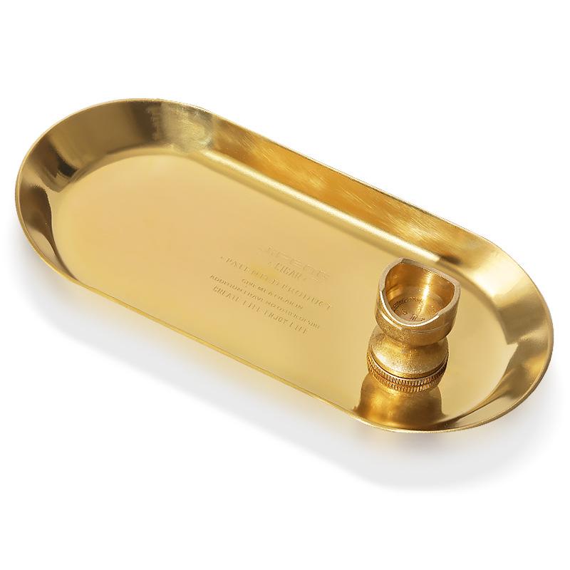 Antique Bronze Minimalist Two-Piece Stainless Steel Cigar Ashtray Set