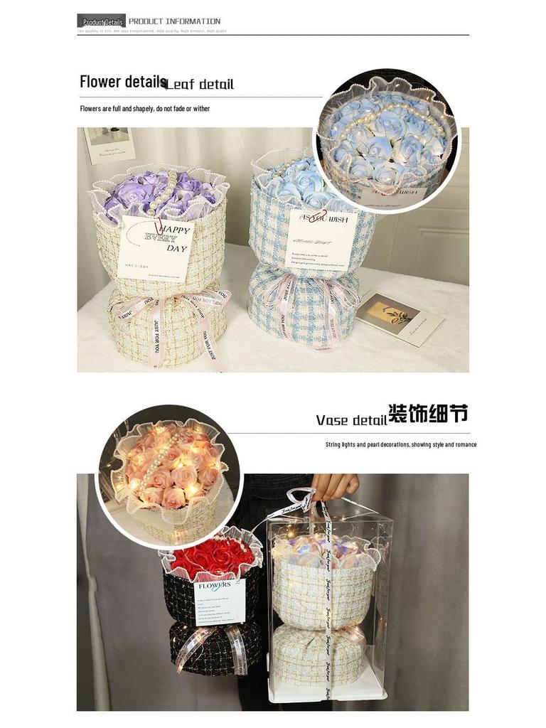 High-End Preserved Rose Soap Bouquet - Perfect Valentine’s or Birthday Gift for Girls