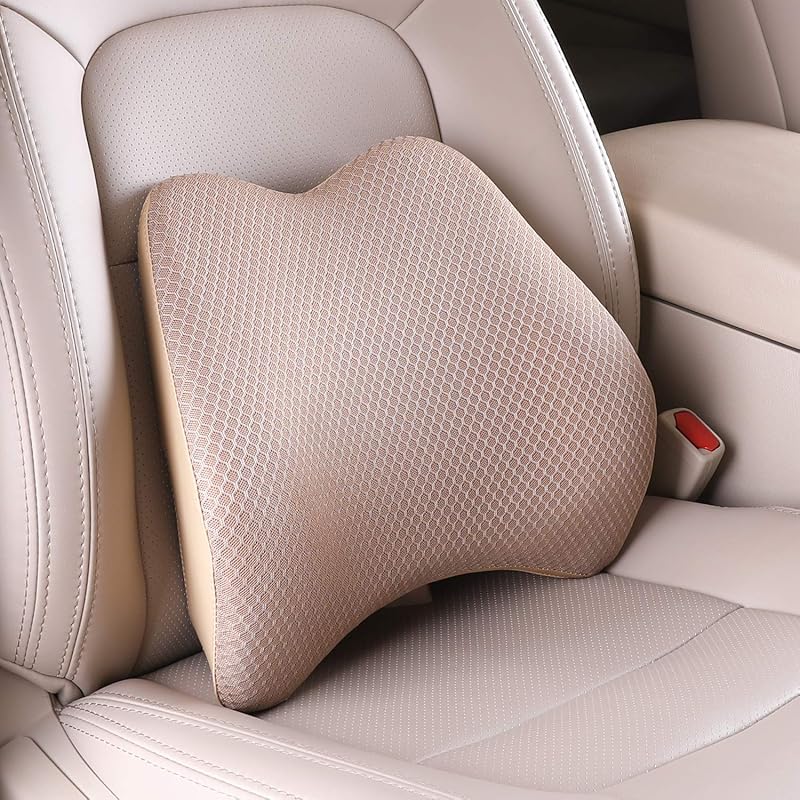 Memory Foam Lumbar Support Pillow For Car - Lower Back Support Cushion For Driving, Back Pain Relief For Car Seat, Office Chair, Wheelchair (Gray)