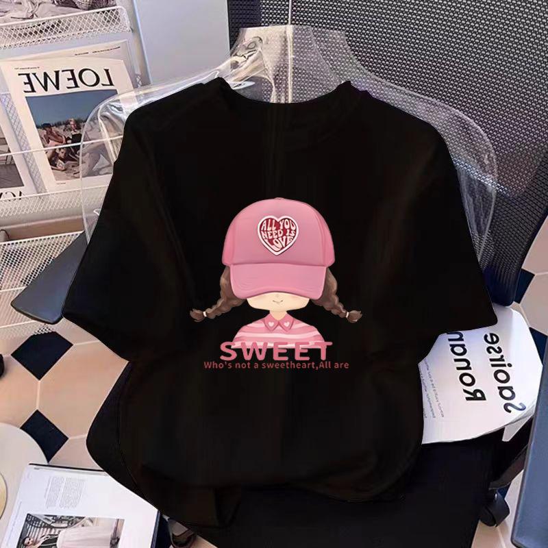 New Shoulder Cotton Short-sleeved T-shirt Women's Fashion Versatile Age-reducing and Thin Niche Top Bottoming Shirt Summer