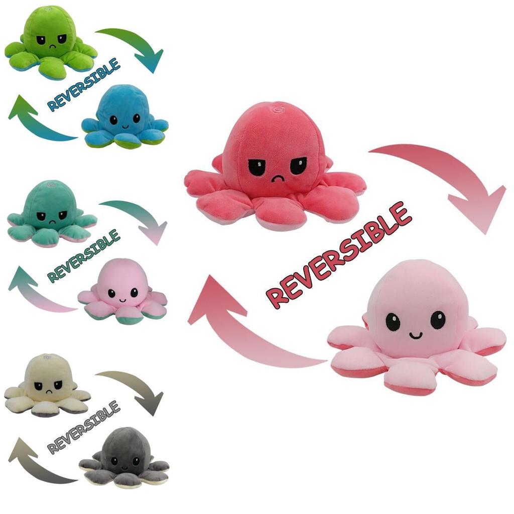 Soft And Adorable Double-sided Flip Reversible Octopus Plush Toy For Kids