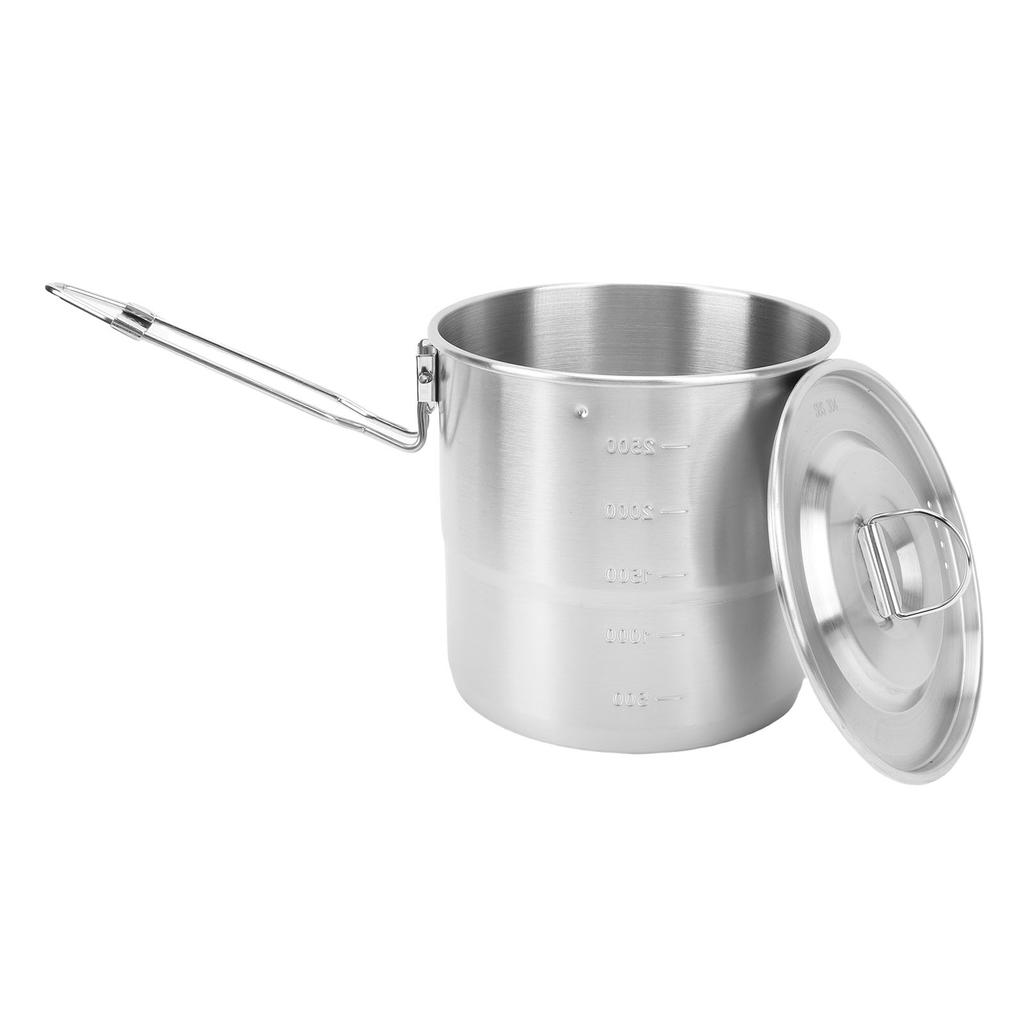 Camping Cooking Pot 304 Stainless Steel Portable Metal Rice Cooker Camping Cookware for Outdoor Hiking