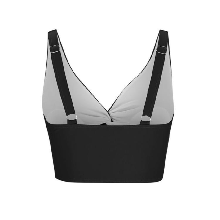 Stilvolles Badeshirt Saisonale Wassersportbekleidung Einfarbiges kurzes Oberteil Verdrehte Vorderseite Atmungsaktives Gewebe für Damen