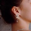 Retro Temperament Silver-toned Brushed Stereo Ribbon Bowknot Zircon Tassel Stud Earrings for Women Korean Designer Jewelry Gifts
