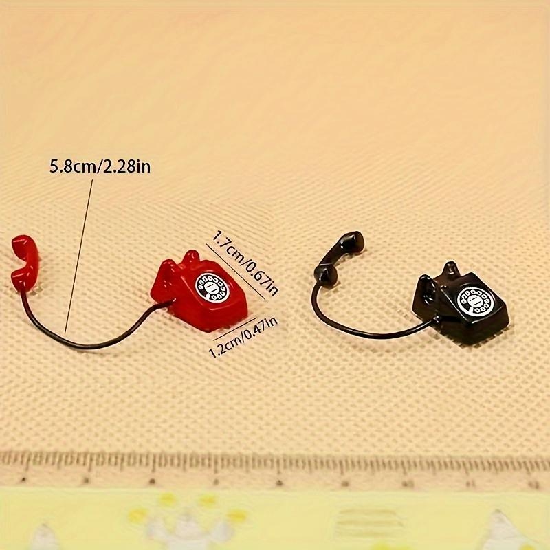 1 Piece of 1:12 Miniature Food and Play Scene Model, Mini Phone Model, Alloy Retro Rotating Phone, Doll House Furniture, Toys