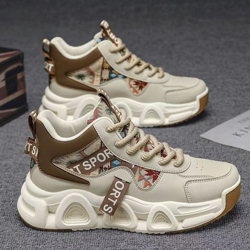 

New men s sports single shoes high-top breathable versatile casual men s shoes young and young running thick-soled non-slip dad shoes 39