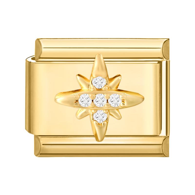 Gold Color Zircon Butterfly Moon Star Heart Italian Charm Link Fit 9mm Stainless Steel Bracelet Women Men DIY Making Gifts