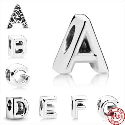 Nuevo Charm de Plata S925 con 26 Letras A-Z, Cuentas Finas, Compatible con Charms Originales, Pulsera de Plata S925, Accesorios, Joyería DIY para Mujeres