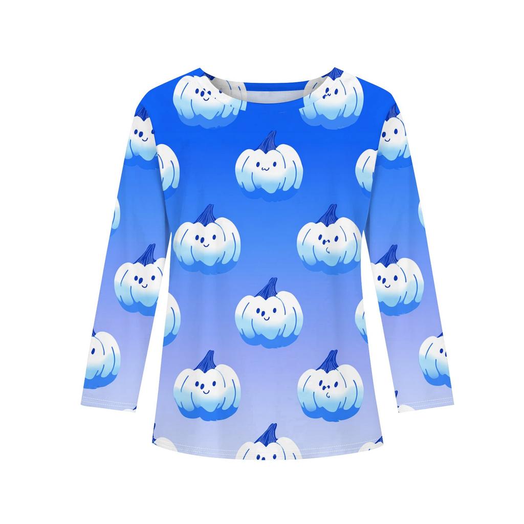 Girls Long Sleeve T Shirts Kids Fall Tops Crewneck Halloween Printed Basic Tees 3-9Y