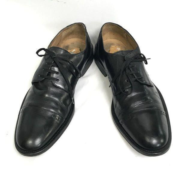 Tillverkad i Italien/JOHNSTON & MURPHY/Cap Toe Skor med rakt tåparti/8.5M/26.0-26.5/Svart/(BEGAGNAD)