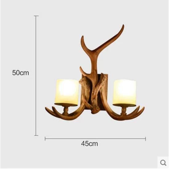 American Retro Deer Horn LED Wall Lamp Living Room Restaurant Bedroom Study Light Creative Coffee Shop Homestay Decor Lighting