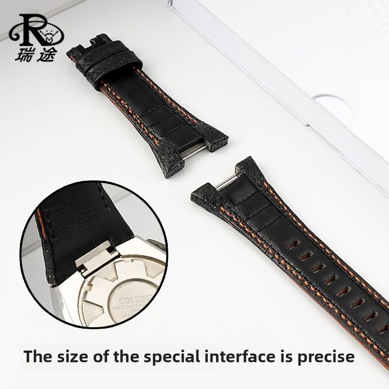For Seiko Sportura SNAD23J2 SNAE07 SPC047 Cowhide Notched Watchband genuine leather Watch chain Wristband Bracelet Accessories