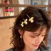 5pcs Elegant Golden Flower Hair Forks Hairstyle Tools Wave Zinc Zinc Alloy Barrettes Pearl Side Clips  Wedding