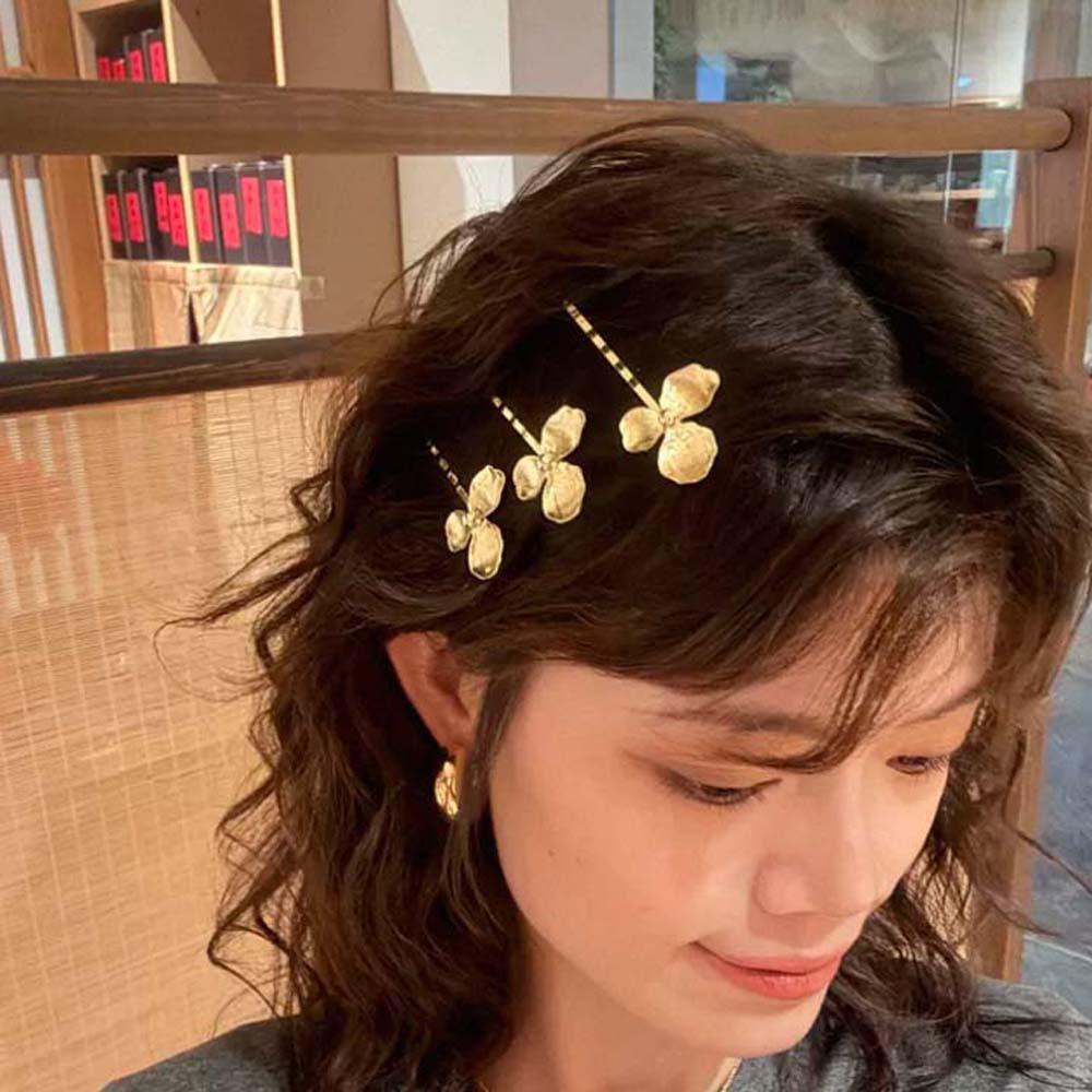 5pcs Elegant Golden Flower Hair Forks Hairstyle Tools Wave Zinc Zinc Alloy Barrettes Pearl Side Clips Wedding