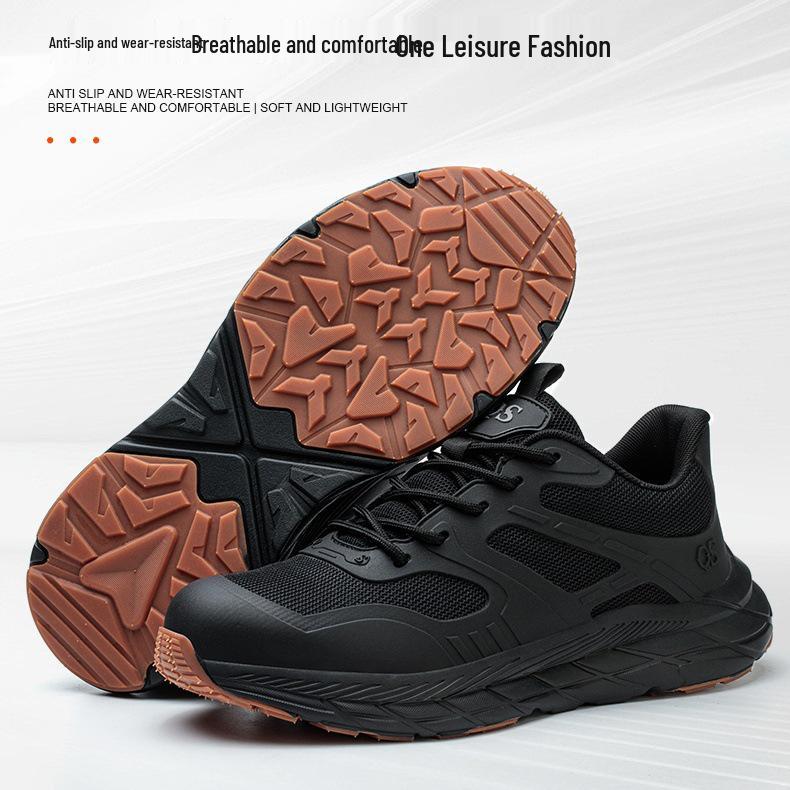 Férfi Négyévszakos Kopásálló Acélbetétes Biztonsági Cipő - Ütésálló, Átszúrásálló, Légáteresztő, Alacsony Szárú Alkalmi Védelem.