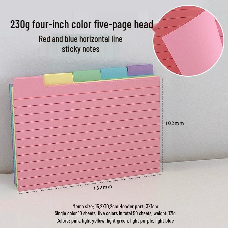 Retro Extra Large 4-Inch Desktop Index Cards with Horizontal Line Sticky Notes, 230g Thick Cardstock