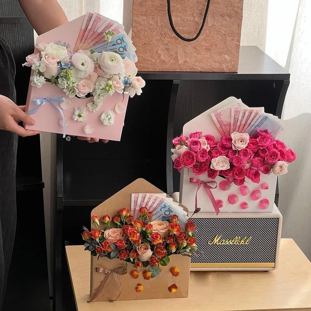 5pcs Presentation Box Handmade Flower Package Box DIY Gift Wrapping Flower Envelope Box Floral Arrangement Box Valentine