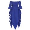 Girl's Renaissance Halloween Fancy Dress Costume Cold Shoulder Smocked Irregular Hem Dresses