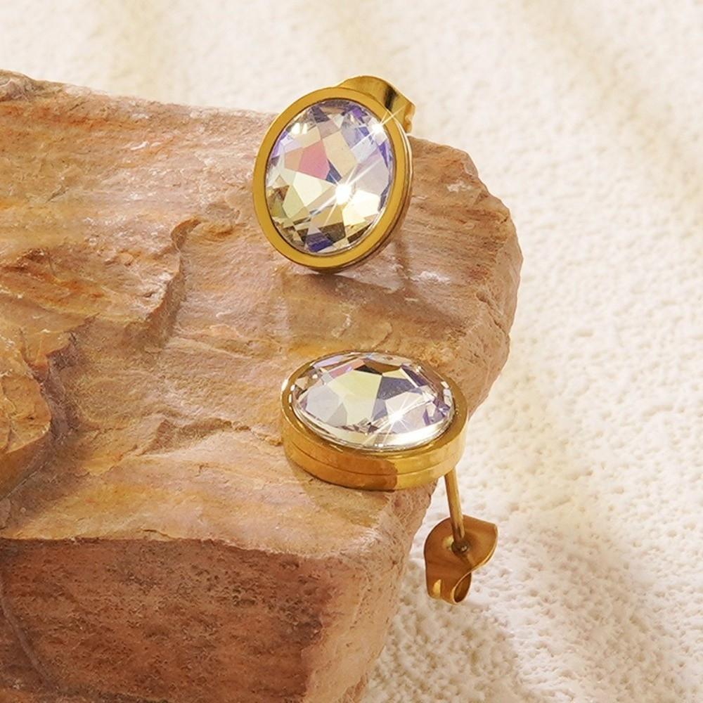 1 Pair Lightweight Stud Earring Stainless Steel Zircon Earring Special Occasions