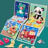 Kids Montessori Wooden Puzzle Hand Grab Board Toys for Children Cartoon Animal Wood Jigsaw Baby Early Educational Cognition Toy