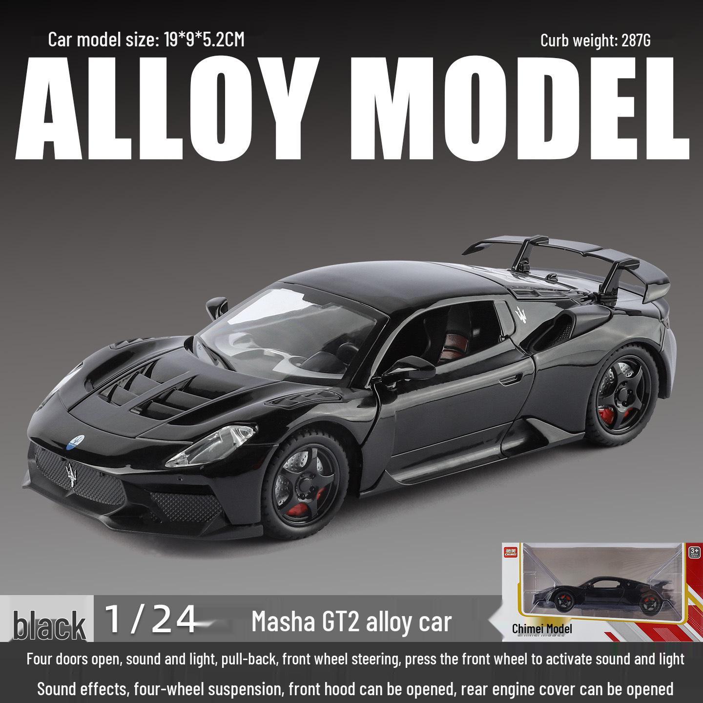 

Chimei 1:24 Maserati GT Alloy Pull-Back Toy Car with Sound and Light Simulation.